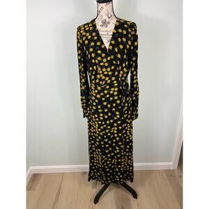 NWT Lost + Wander Sunflower long sleeve v-neck Maxi Wrap Dress